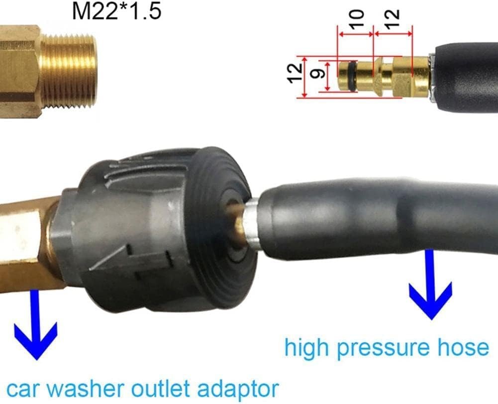 M22 Adapter High Pressure Washer Hose Pipe Quick 1 Inch 