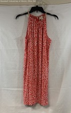 Michael Kors Women's Red Abstract Print Chain Halter Dress Size M