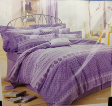 Vantona Bed King Quilt Duvet Cover Amethyst Purple Sari Design 230x220cm New