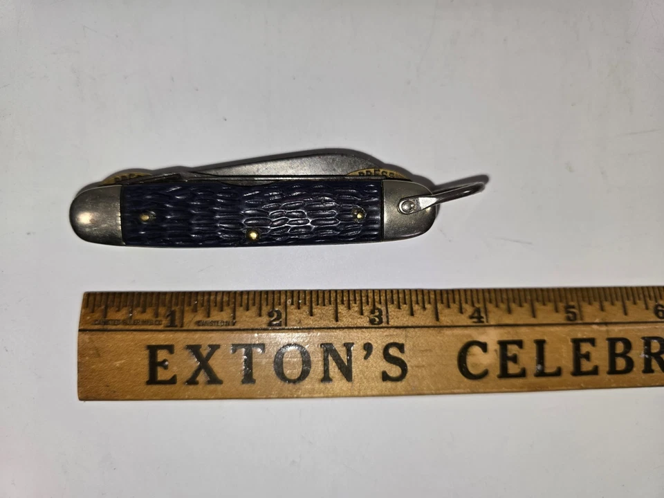 Vintage 60s-70s Camillus Cub Scouts BSA Blue Handle 3 Blade Pocket Knife - Image 3 of 4