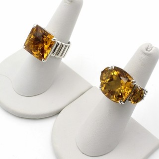 John Hardy Sterling Honey Citrine Diamond Cocktail Rings Lot of 2 #S4431 2