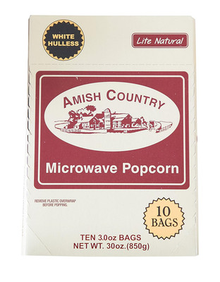 | Old Fashioned Microwave Popcorn | 10 Bags Lite Natural White Hulless | Non-Gmo