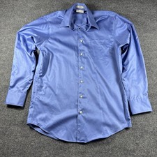 Kenneth Cole Men's Blue 15.5 34/35 Long Sleeve Button Non Iron Slim Fit Medium