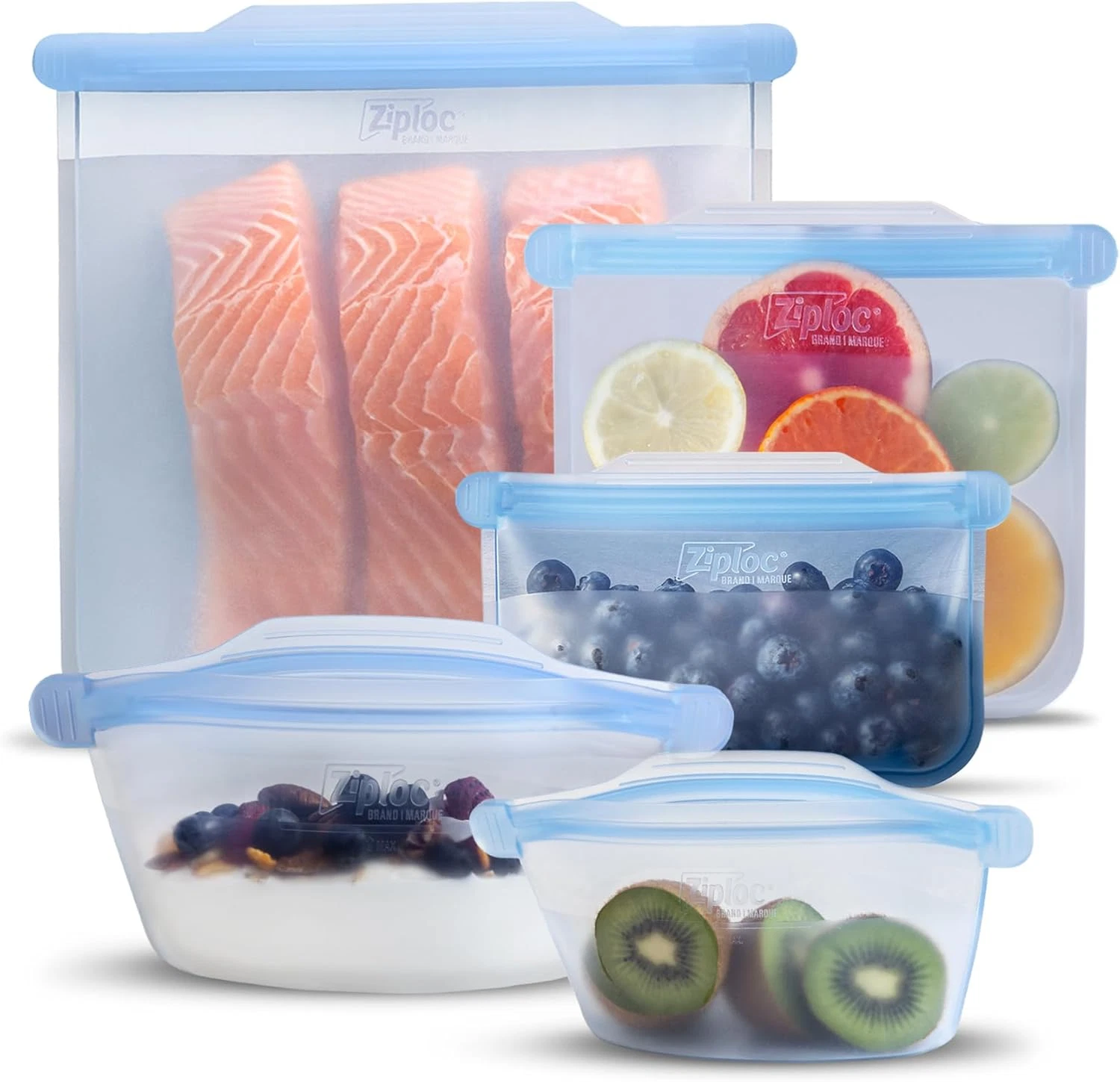 Ziploc Endurables Pouch and Containers Variety Pack, Reusable Silicone Bags and