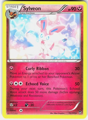 Pokemon Sylveon 72/111 Rare Furious Fists Pokemon Near Mint