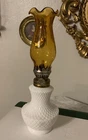 Vintage Milk Glass MCM HOBNAIL Style Kerosene Oil Lamp, 9.5”H, Hong Kong