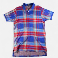 Vtg Polo Ralph Lauren Tartan Plaid Long Tail Polo Shirt Men's Large Made In USA
