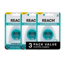REACH ULTRACLEAN ULTRABLAST, Cool Mint Dental Floss, 75 Foot Pack of 3