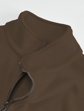 Men's Stand Collar Solid Color Casual Fleece Lined Loose Jacket Zip Pocket