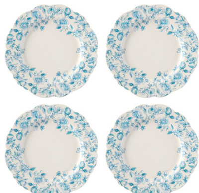 Aldi Crofton Blue Toile Scalooped Plates 4pk so pretty!