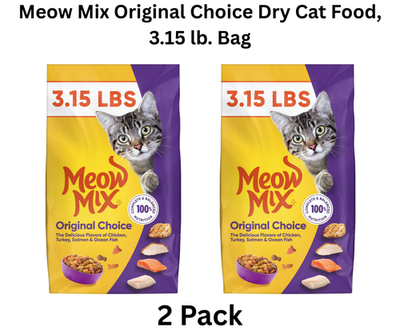 #ad #ad 2 PACK Meow Mix Original Choice Dry Cat Food 3.15 lb. Bag $10.50
