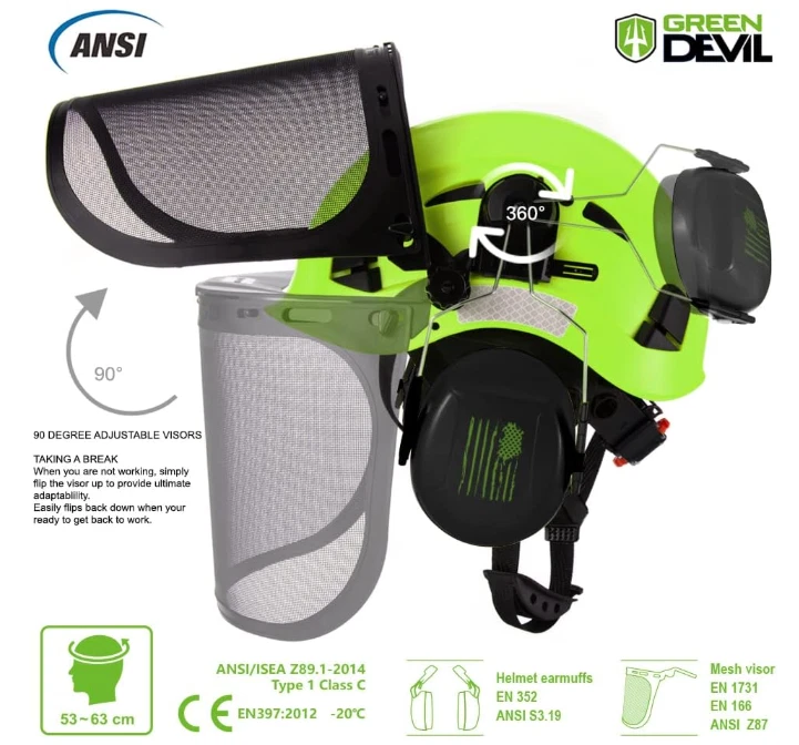 Casco forestal 3 en 1 con visera y orejeras, protección para motosierras Foto 4 de 4