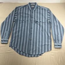 Levis Silver Label Vintage Shirt Men  s Medium Big E Stripe Blue Long Sleeve