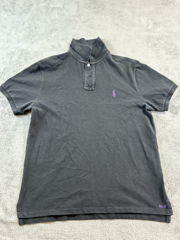 Polo Ralph Lauren Polo Shirt Mens Size L Black Knit Logo Short Sleeve Slim Fit