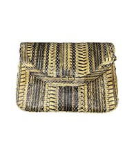 Vintage Snakeskin Python Clutch Tan Exotic Leather Envelope Purse