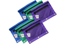 Pencil Pouch, 2 Pockets with Mesh Front, 7.63 x 10 inches, Assorted Colors, Set