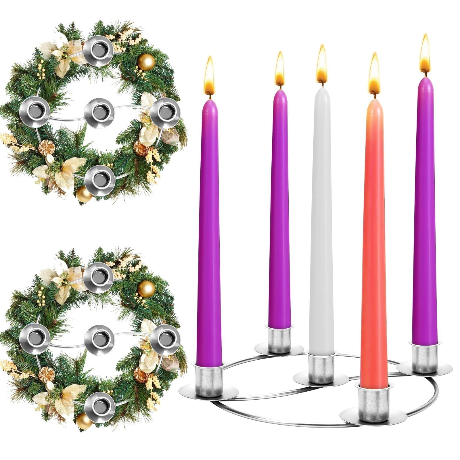 2 Pack Christmas Advent Wreath Candle Holder 5 Candle Advent Wreath Candle Ho