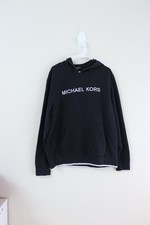 Michael Kors Black Pullover Embroidered Hoodie Unisex Long Sleeves Size XL