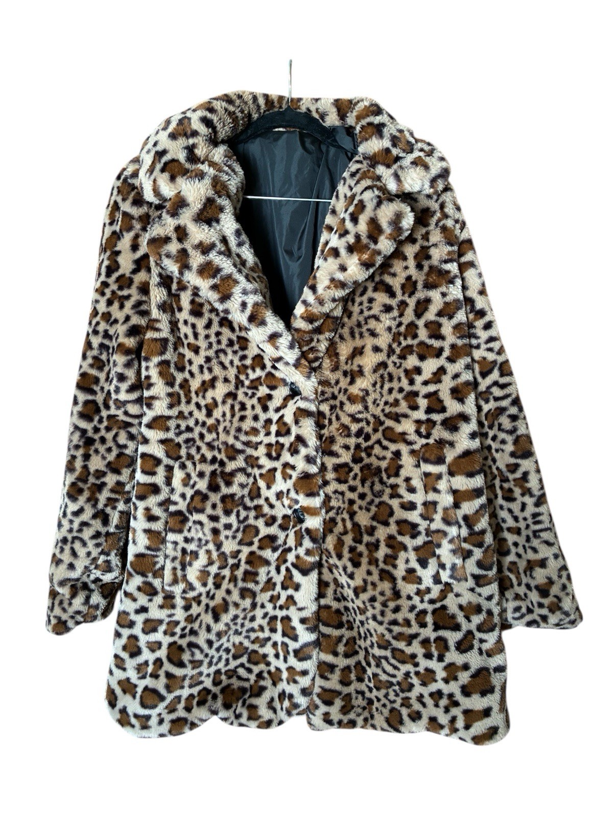 Sebby Collection Leopard Print Button Collared Ov… - image 1