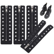 PH PandaHall 2 Pairs Leather Lace-in Boot Zipper Inserts, 6.9 6.9x2'', Black