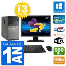 PC Tour Dell 7020 Ecran 22" Intel i3-4130 RAM 4Go Disque 500Go Windows 10 Wifi
