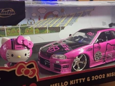 Jada Toys 1/24 2002 Nissan Skyline GT-R (BNR34) with Hello Kitty Figure -...