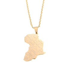 Stainless Steel Map of Africa Country Pendant Necklace Men Women Hip Hop Afri...