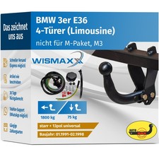 ANHÄNGERKUPPLUNG starr für BMW 3er E36 4Tür 91-98 +13pol E-Satz ABE