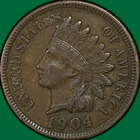 1904 Indian Head Cent Extremely Fine XF Coin, Issues #38244