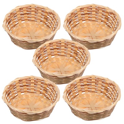 5 Pcs Woven Basket for Food Storage Desktop Dried Fruit and Bread Baskets Nat...