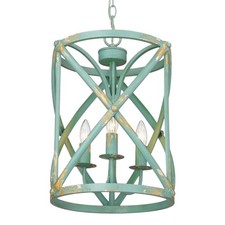 Golden Lighting Alcott 3 Light Pendant Teal/A...