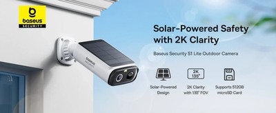  ️ Baseus Security S1 Lite Outdoor Camera 2K   Solar-Powered, No Subscription