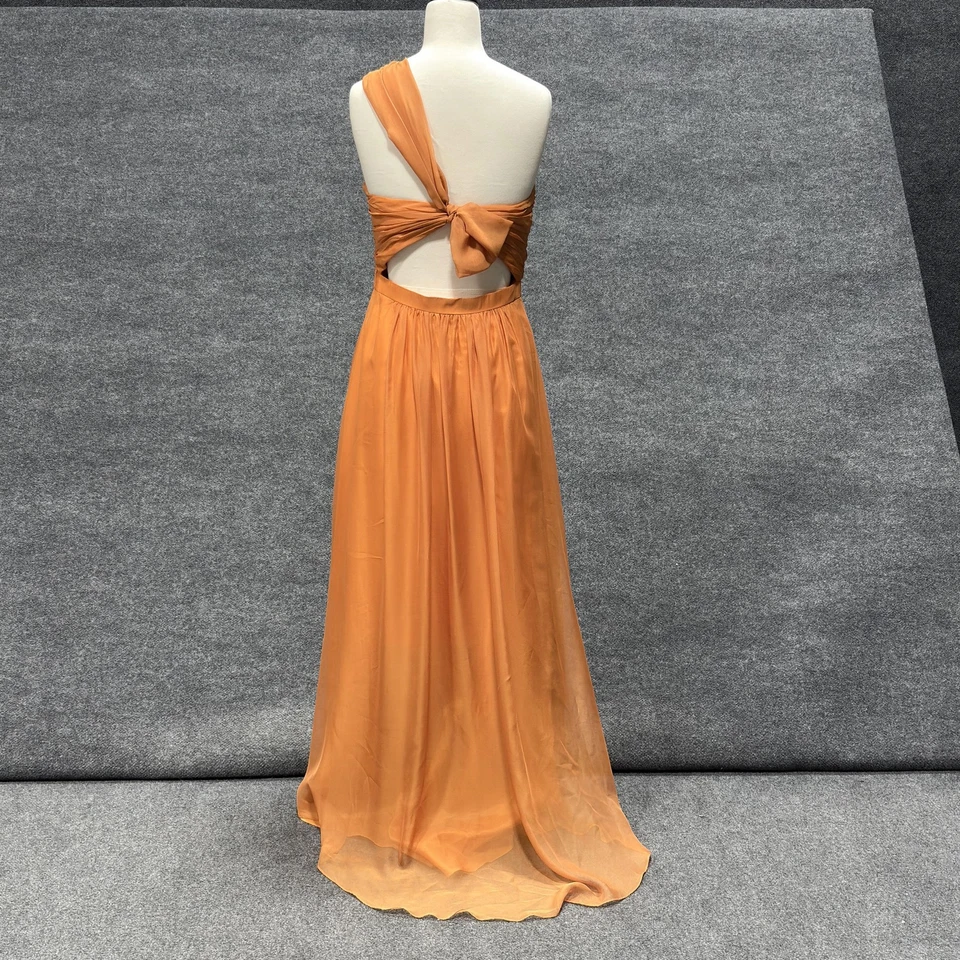 Vestido Phoebe Couture Mujer 8 Naranja Un Hombro Alto Bajo Espalda Abierta Formal Foto 2 de 4
