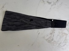 Lululemon Black  Charcoal Twist Headband Stretch Striped Grey Euc Buttons Wide