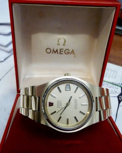 Omega Seamaster F300Hz Gold plated chronometer. Boxed/papers. Nr. Mint