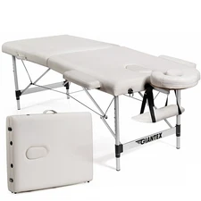 Giantex 84"L Portable Massage Table Adjustable Salon Spa Bed w/ Carry Case White