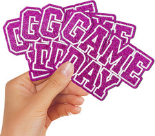 4Pcs Iron on Glitter Embroidered Appliques Game Day Patches Sports Decorative Fa