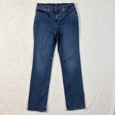 NYDJ Marilyn Straight Jeans Womens 8 Blue Excellent High Rise Stretch Denim