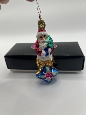 Christopher Radko Little Gem Star Santa Blown Glass ￼Christmas Tree Ornament NIB