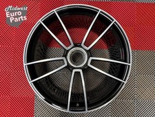 Single OEM 21" Porsche 992 911 Turbo S Center Lock Rear Wheel Rim Machined Black