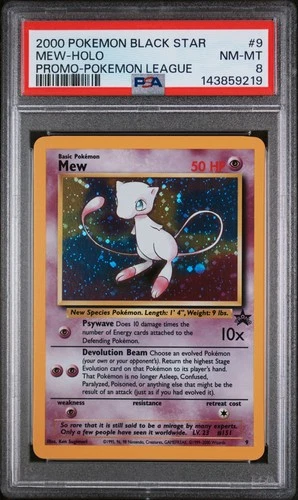 2000 POKEMON PROMO BLACK STAR POKEMON LEAGUE #9 MEW-HOLO PSA 8
