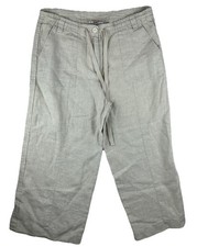 VTG Talbot's Cropped Pants Irish Linen Beige Lagenlook Wide Leg Women  s Size 10