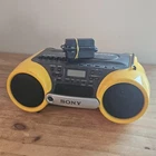 SONY CFD-980 Sports Yellow Boombox CD Cassette Radio OEM Adapter 90s VTG  Tested