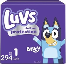 Luvs Platinum Protection Disposable Baby Diapers - Bluey - Size 1, 294 Count