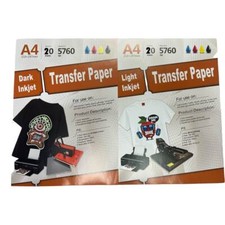 Inkjet Printable Heat Transfer Paper DARK LIGHT T-shirt Iron-on 40 Sheets 8.5x11