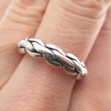 WHEELER MFG CO 925 Sterling Silver Vintage Braided / Wicker Band Ring Size 8