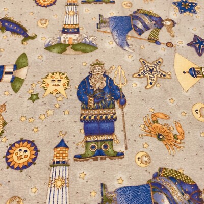 Nautical Mystical Celestial Lighthouse Sun Fabric By Debbie Mumm For SSI BTHY