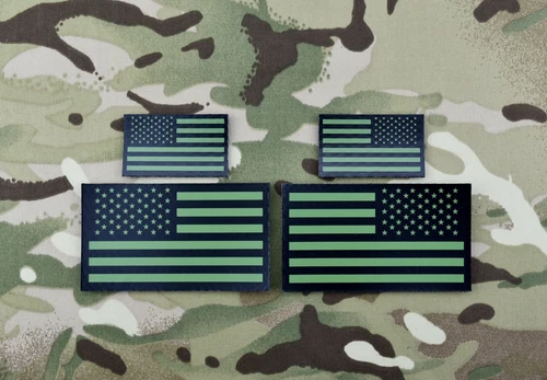 Infrared US Flag Standard & Mini Full Patch Set IR Army Navy Air Force Green