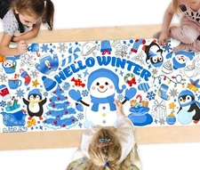 JarThenaAMCS Large Hello Winter Coloring Poster Giant Coloring Cute Snowman P...