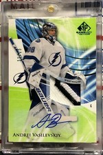 2020-21 UD SP GAME USED ANDREI VASILEVSKIY, #5, AUTO, JERSEY, GREEN SERIAL#11/15